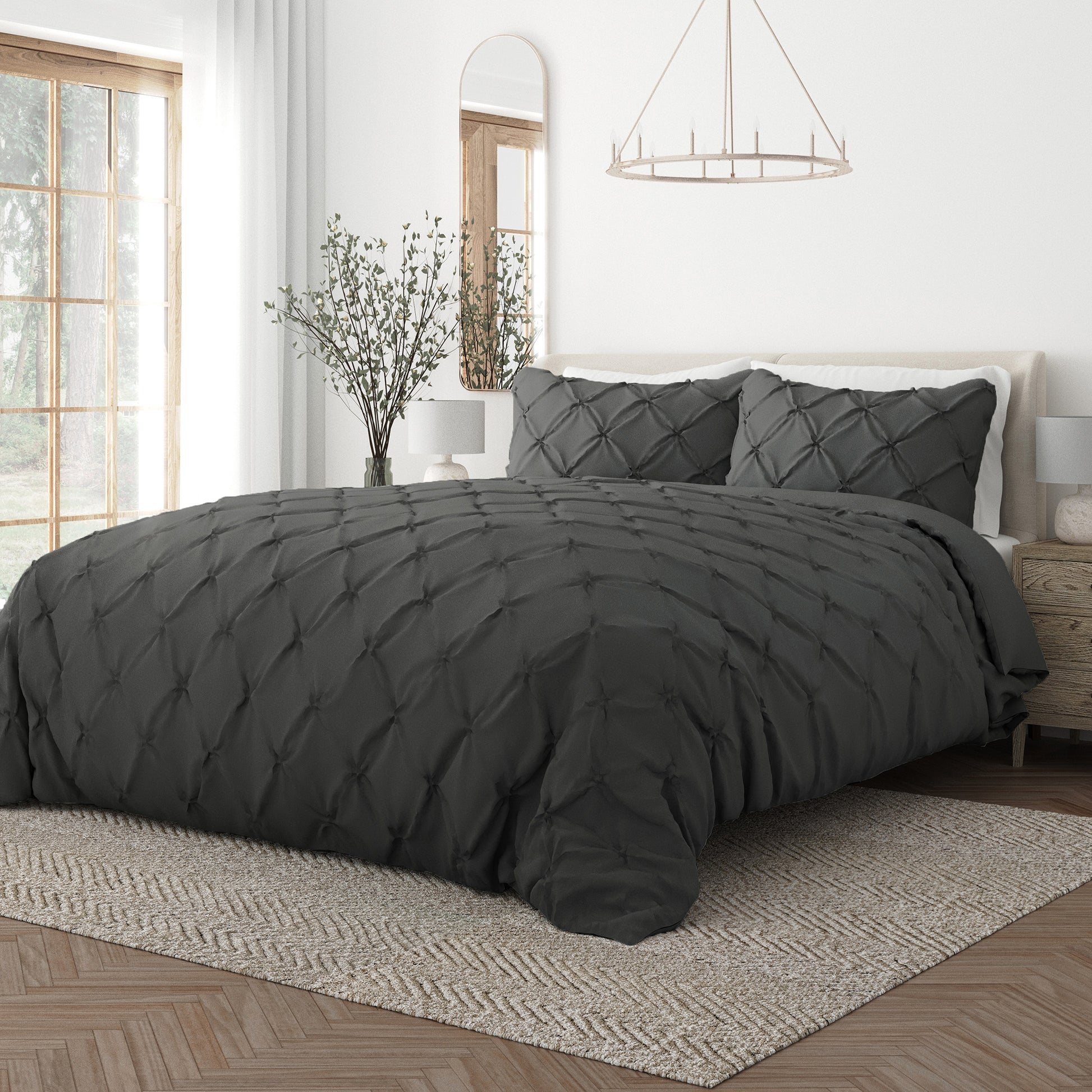 Solid Pinch-Pleat Duvet Cover-9